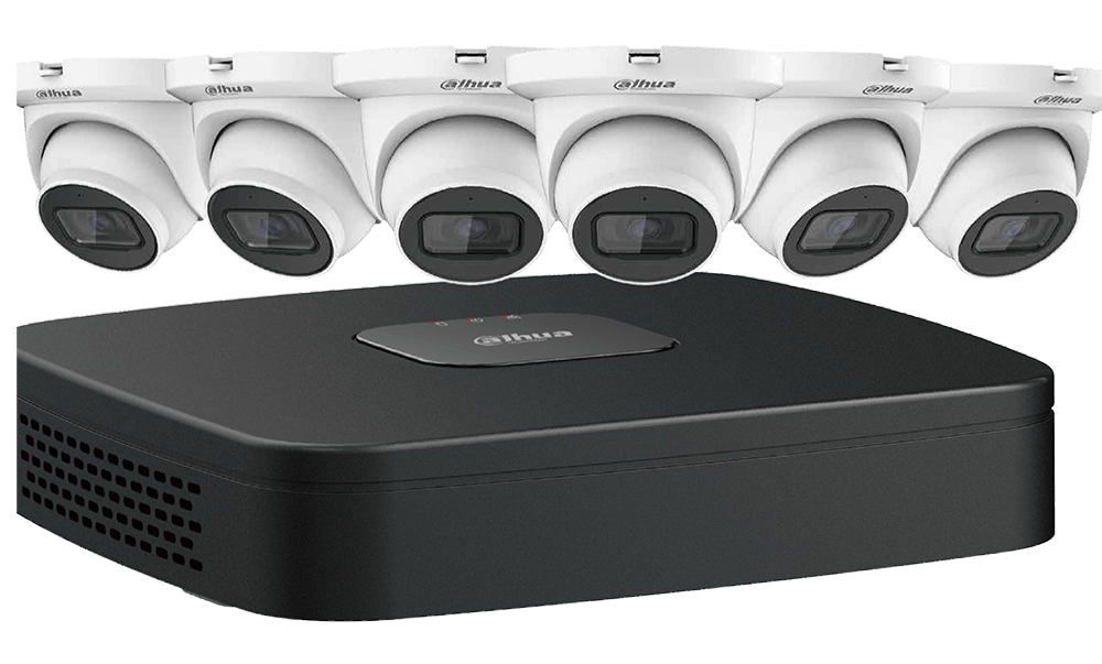 6 Security System Six (6) 4 MP IP Eyeball Cameras with One (1) 8-channel 4K NVR