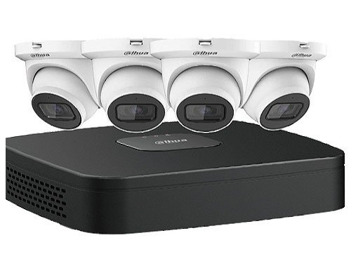4MP HDCVI Security System Four (4) 4 MP HDCVI Eyeball Cameras with One (1) 4-channel 4K HDCVI DVR