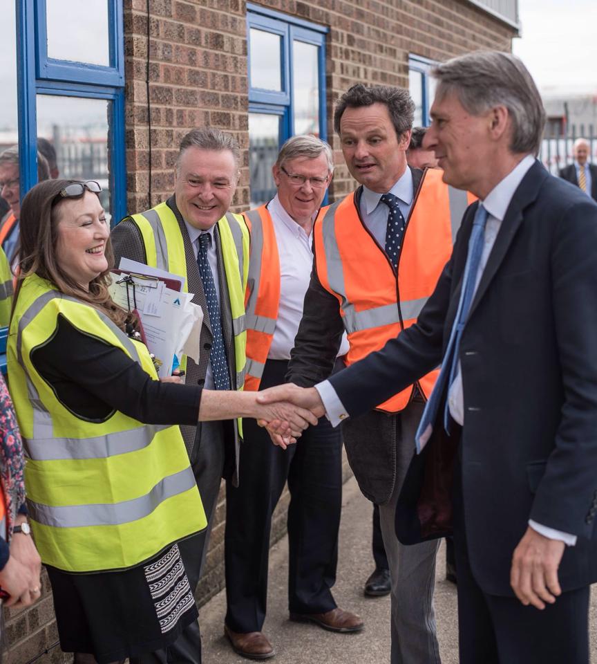 Encouraging Secretary of State for Foreign & Commonwealth Affairs (and currently the Chancellor of the Exchequer), Phillip Hammond, MP, to visit Adande's facility in Lowestoft