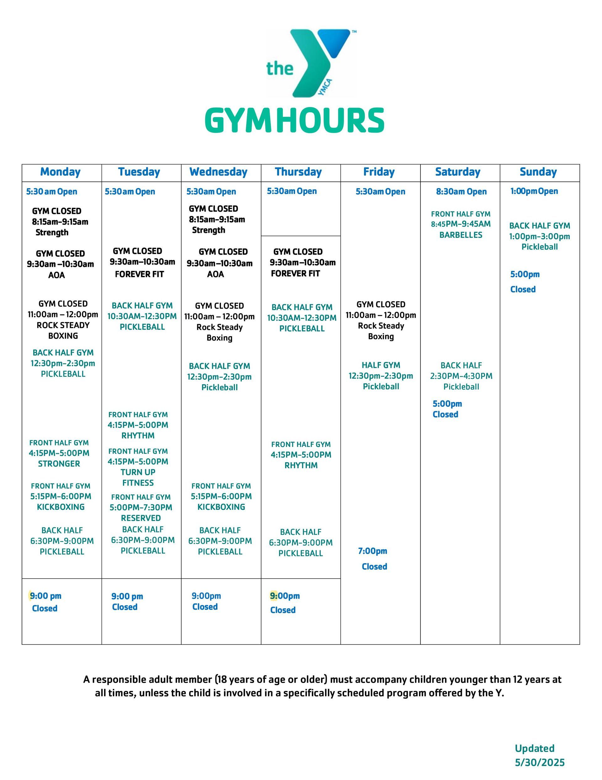 A group ex schedule for hopkins county family ymca