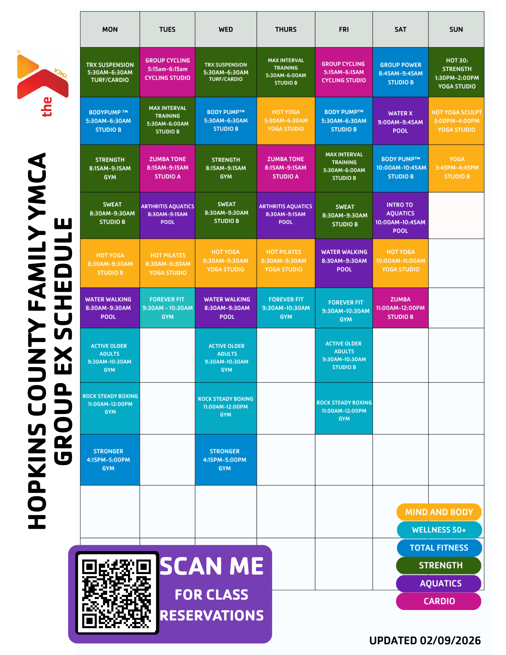 A group ex schedule for hopkins county family ymca