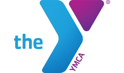 A blue and purple logo for the ymca.