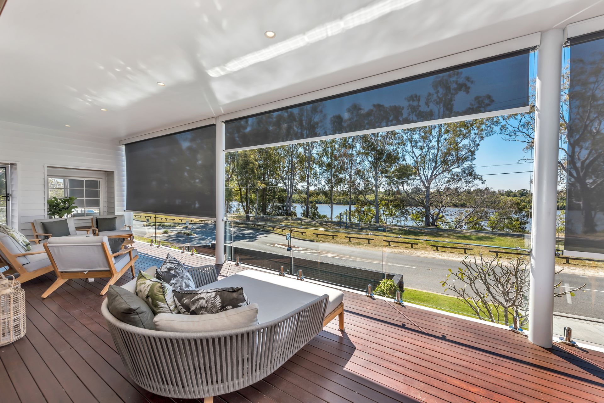 Minimalist Bathroom With Sink Large Shower With Venetian Blinds — BlindDESIGN In Lismore