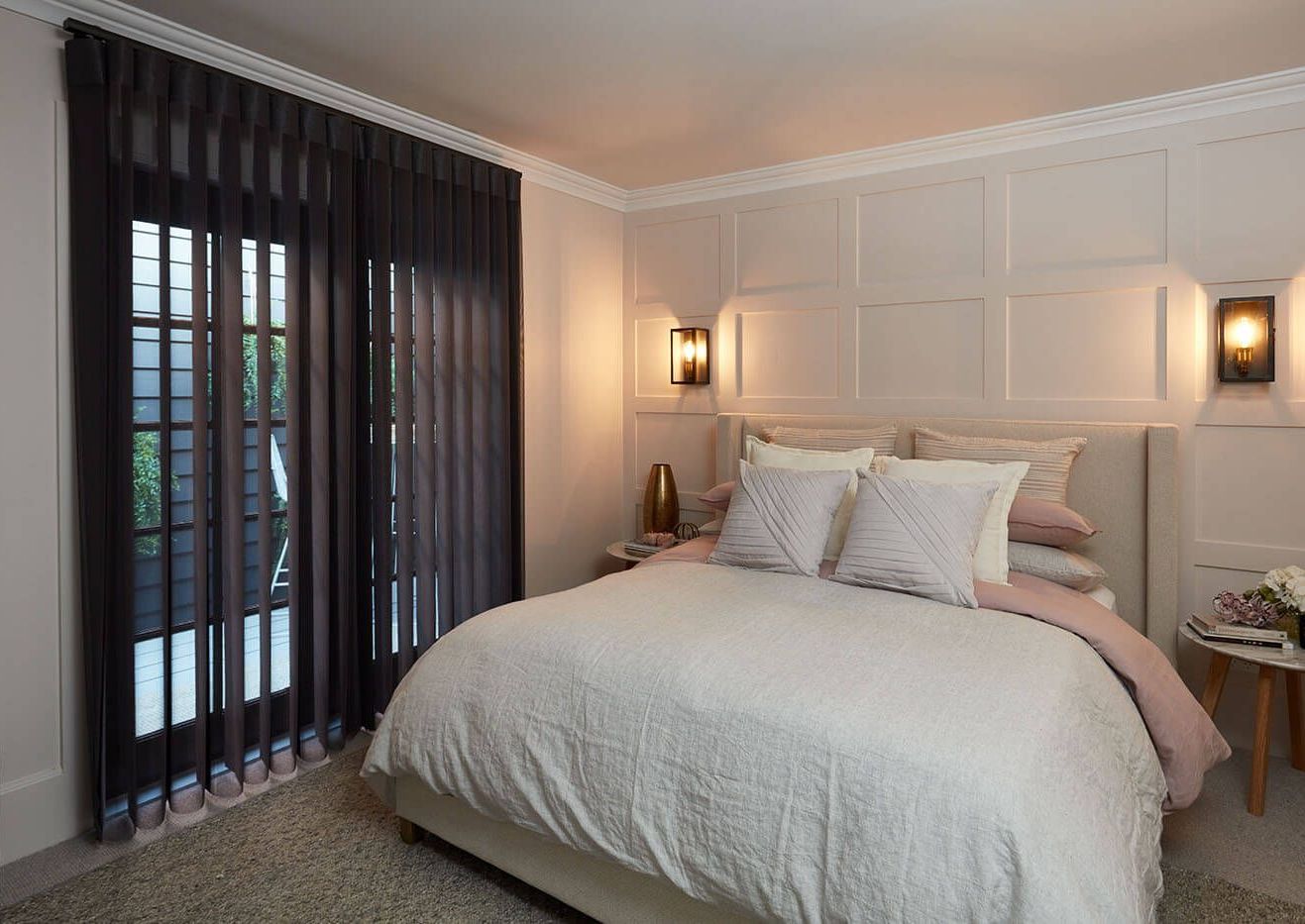 Big Windows With Whit Curtains In Living Room Area — BlindDESIGN In Byron Bay NSW