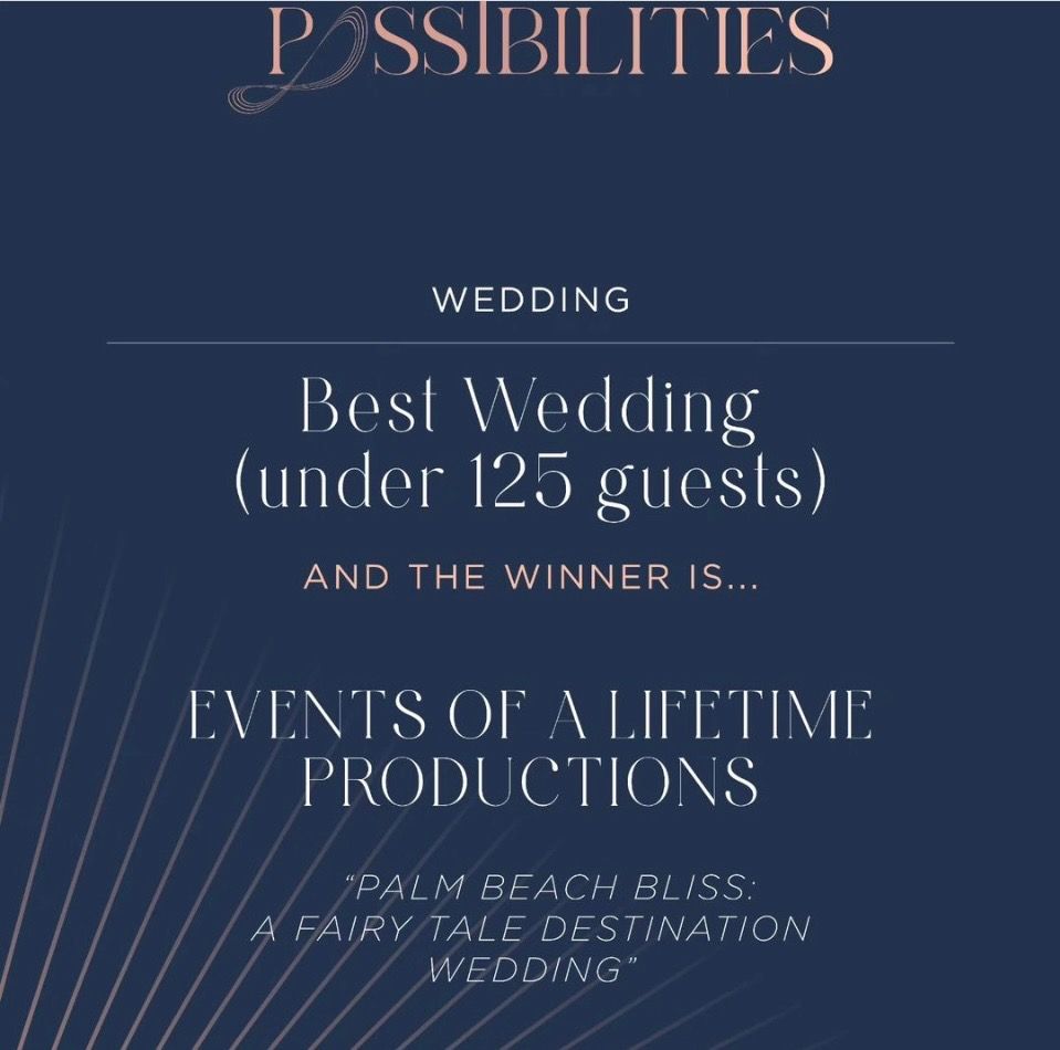 a poster that says best wedding under 125 guests and the winner is events of a lifetime productions