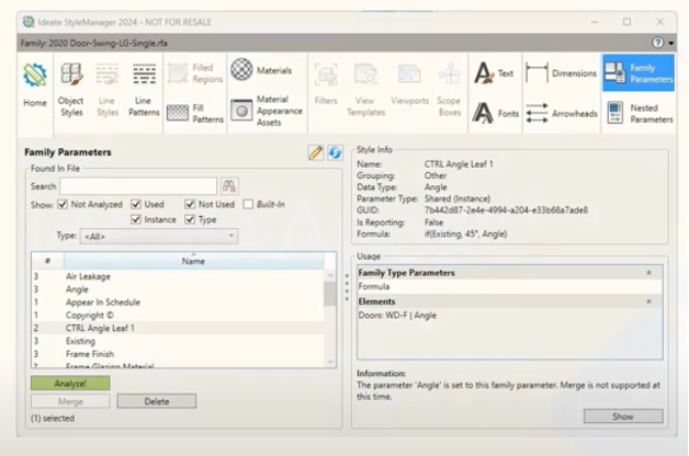 Screenshot Unused parameters in Ideate StyleManager