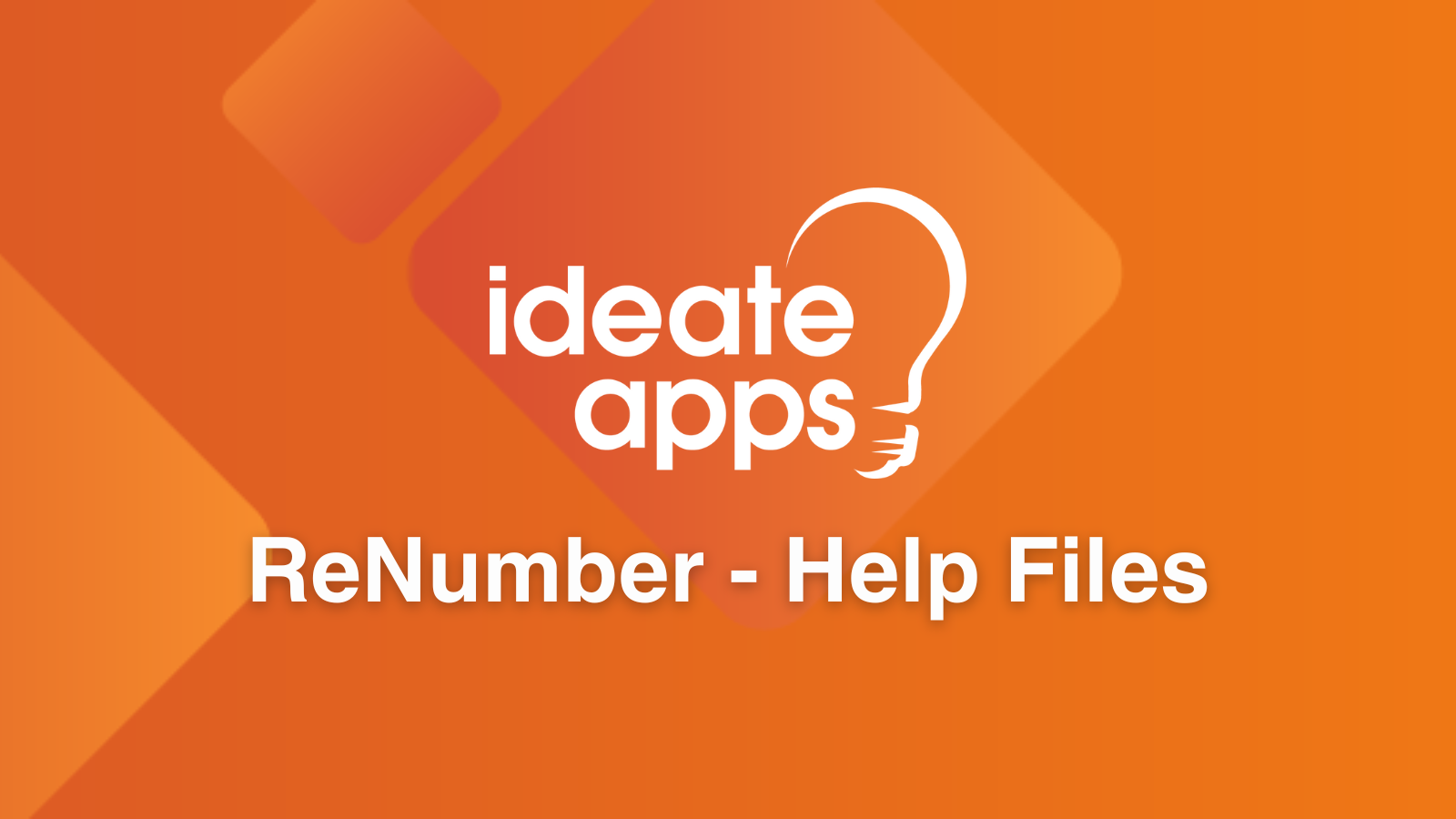 Search IdeateApps ReNumber Help Files