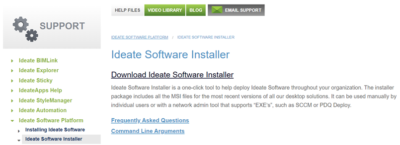 Screenshot of Ideate Software Installer Web Page