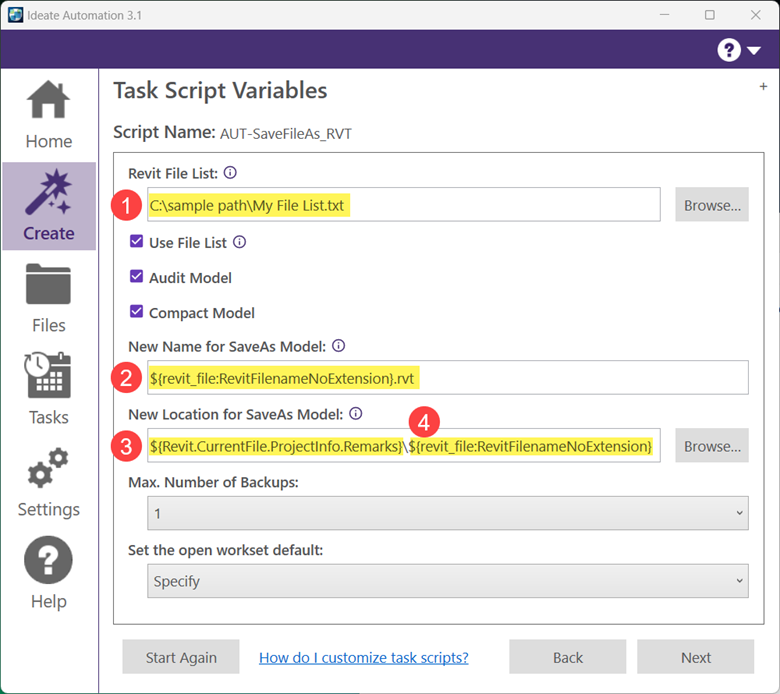 Ideate Automation Screenshot of Task Scripts Variables