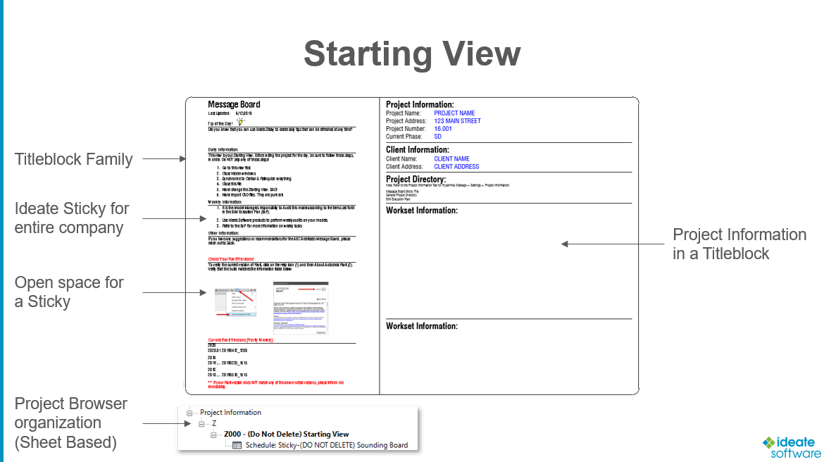 Using Ideate Sticky in Starting View | Revit Add-ins