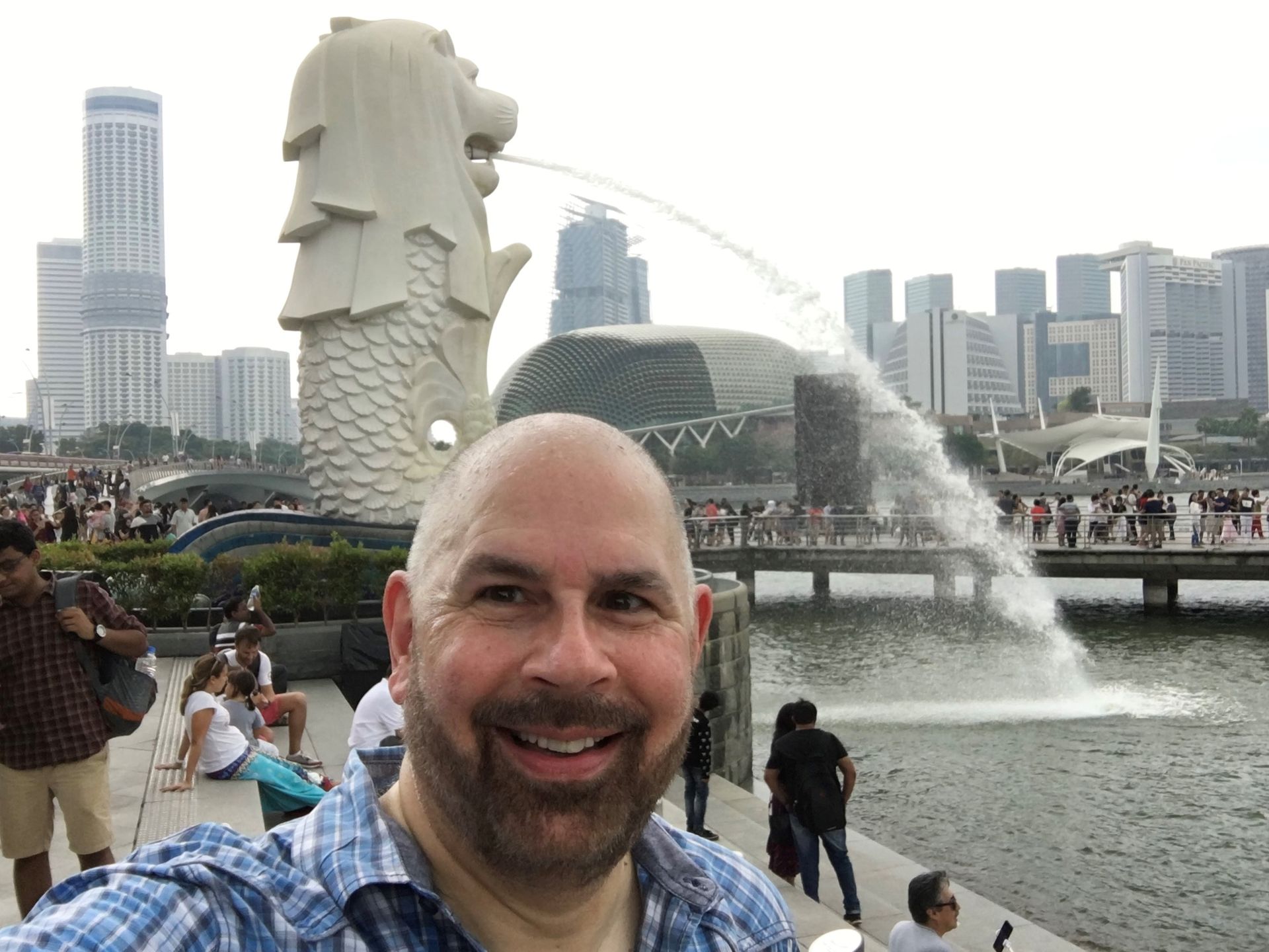 Ideate Software’s Richard Taylor in front of the famous Singapore Merlion in 2018