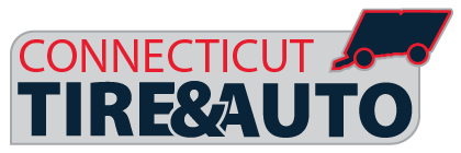 Connecticut Tire & Auto logo in red and blue with a tire graphic over the text