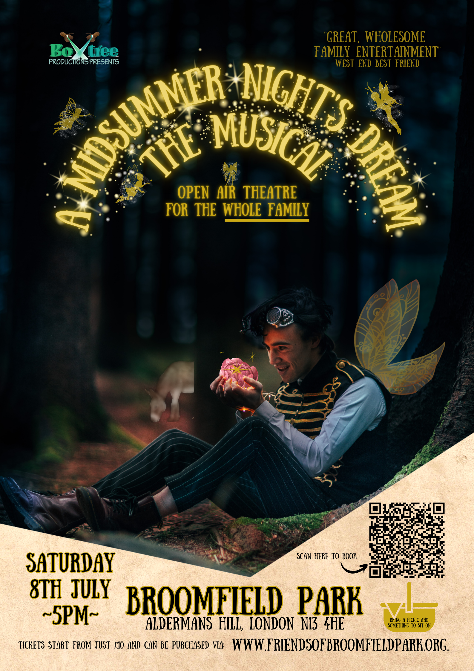 poster or flyer advertising event Open-air theatre: A Midsummer Night\'s Dream - the Musical