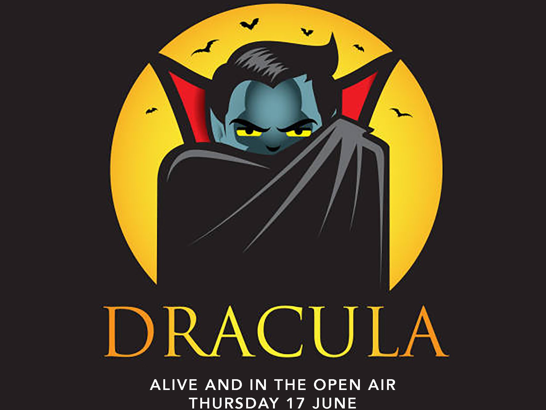 A poster for dracula alive and in the open air