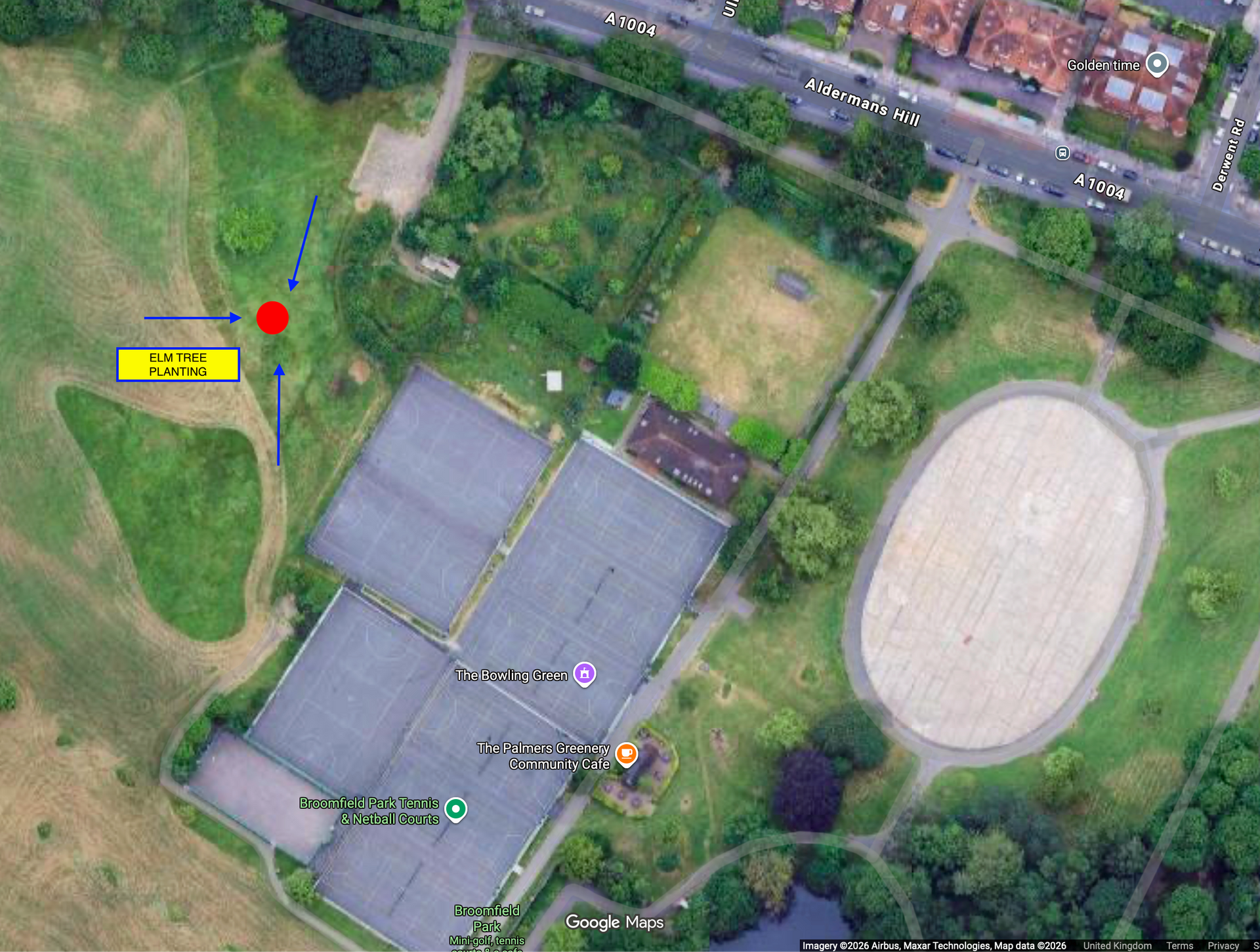 Map of Elm Tree Planting location