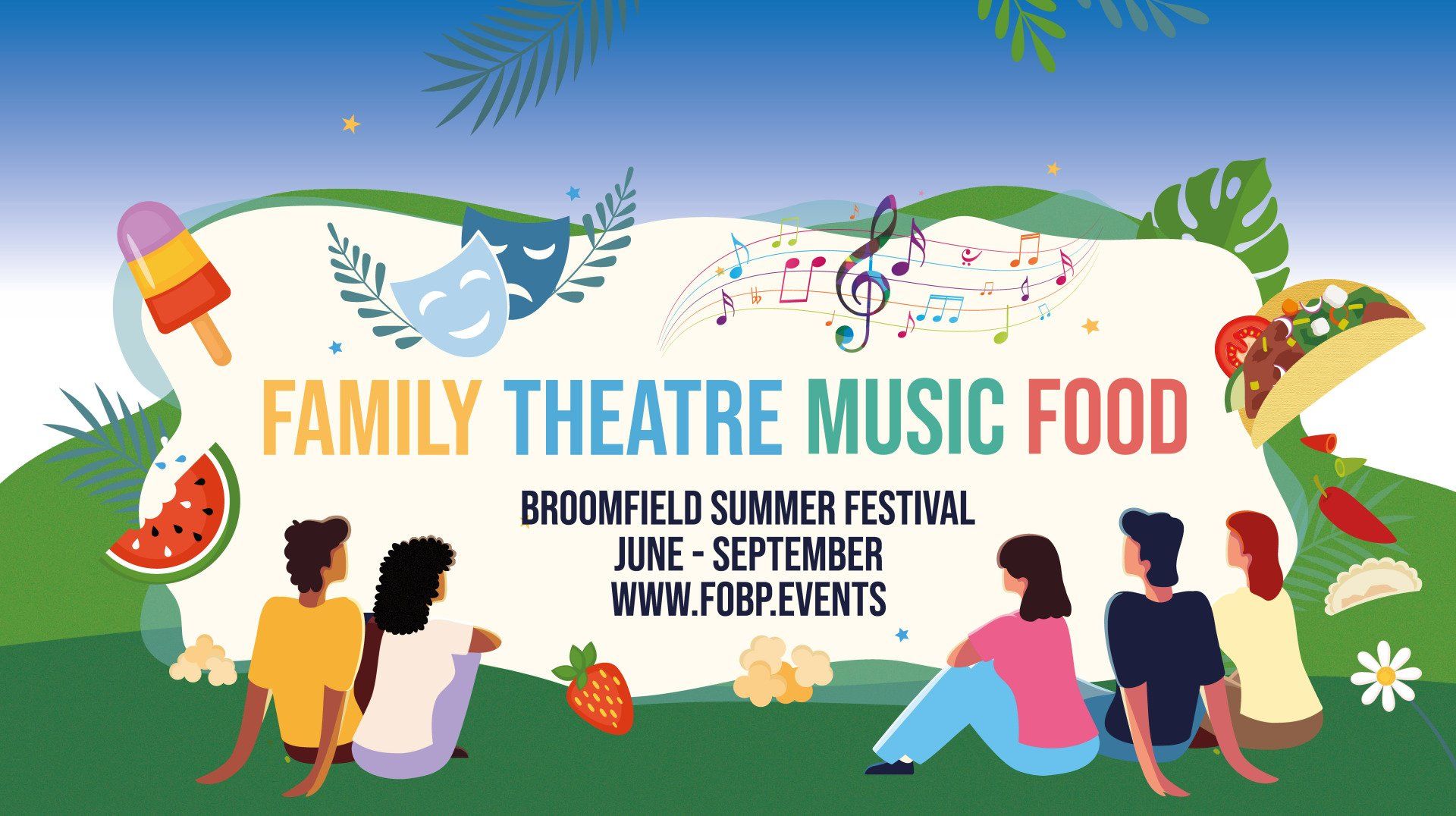 display ad for broomfield summer festival june to september - family music theatre food