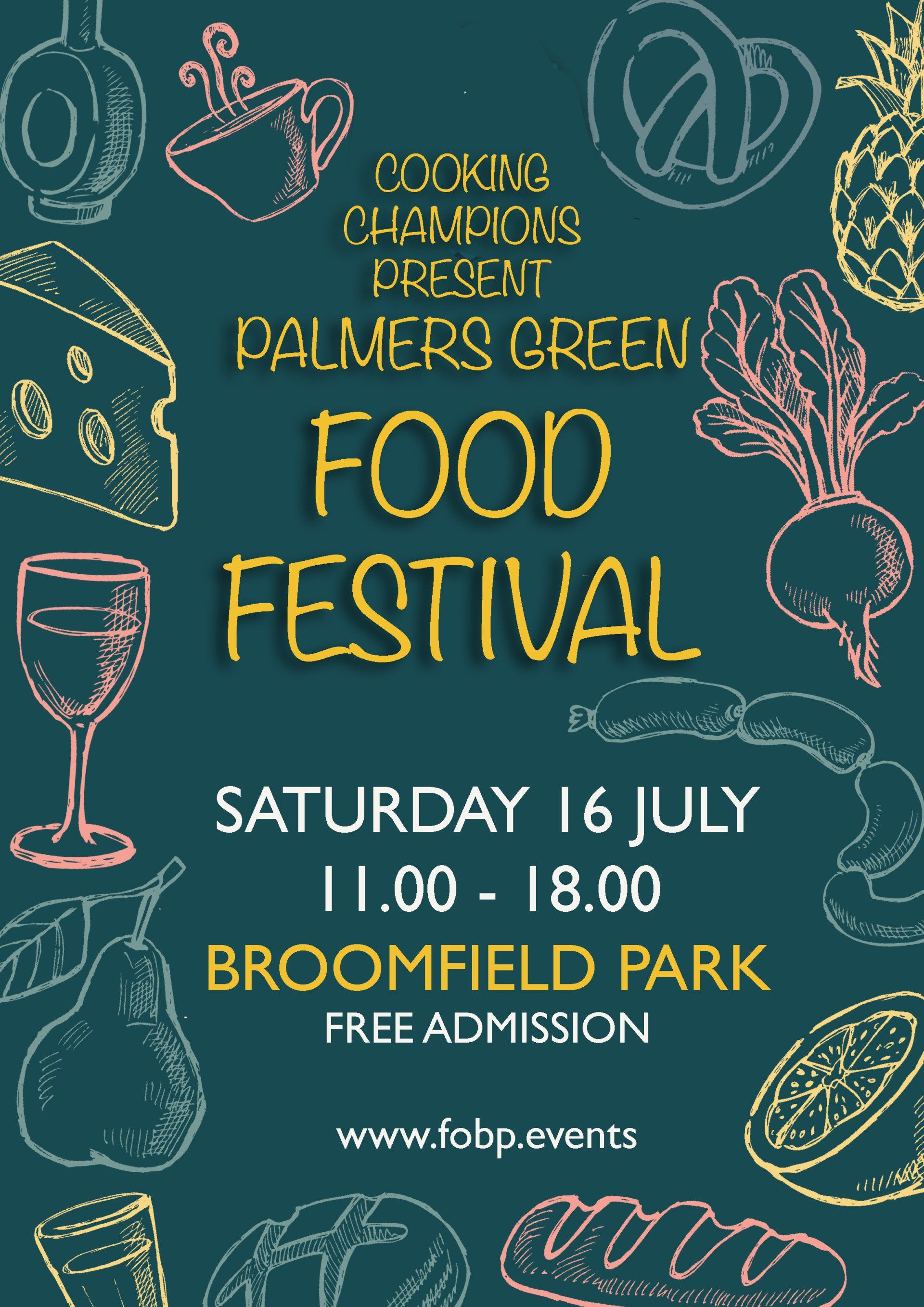 A poster for a food festival in broomfield park