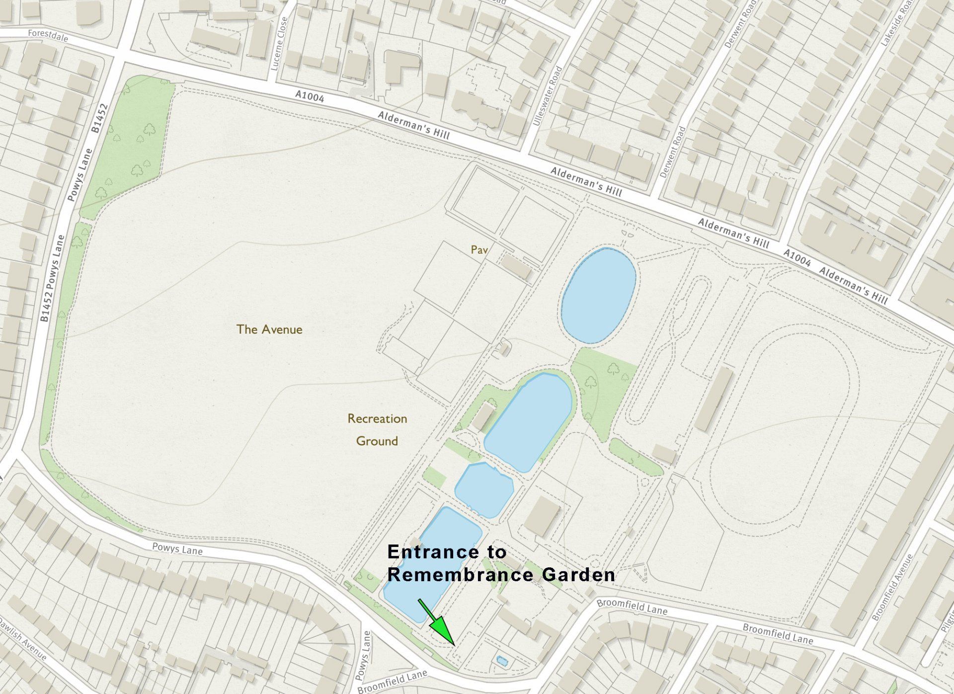 A map showing the entrance to the remembrance garden
