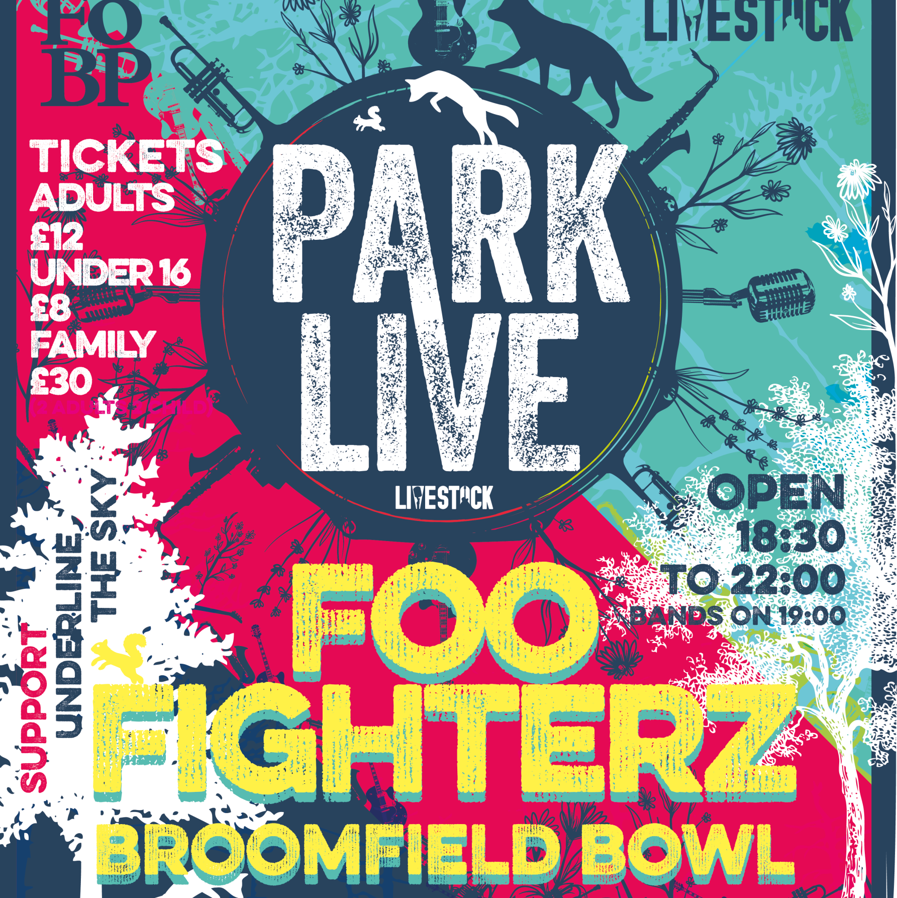 A poster for park live featuring foo fighterz