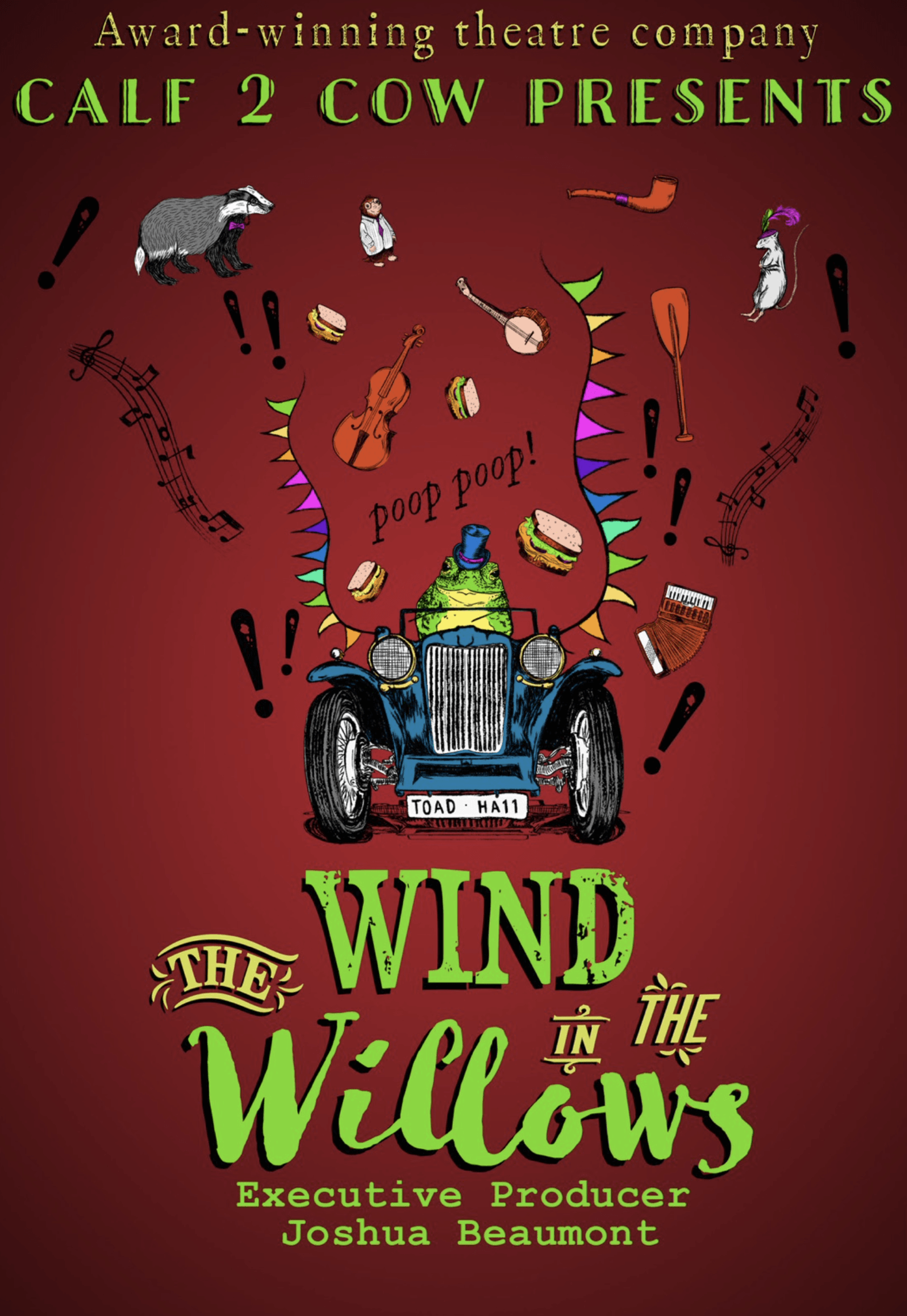 A poster for the wind in the willows by calf 2 cow