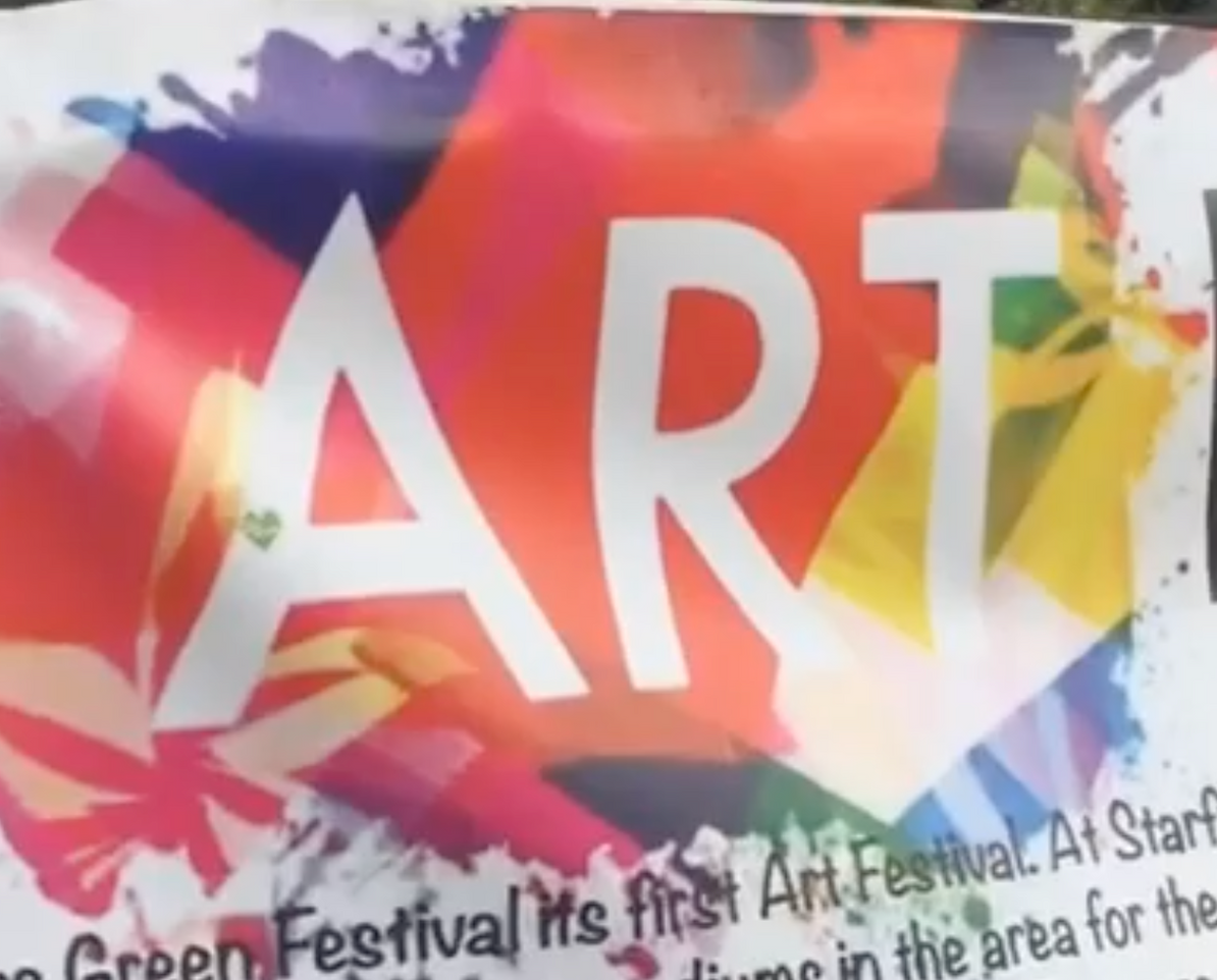 A colorful sign that says art on it
