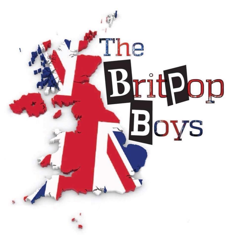 The britpop boys logo with a map of the uk