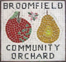 A mosaic sign for the broomfield community orchard