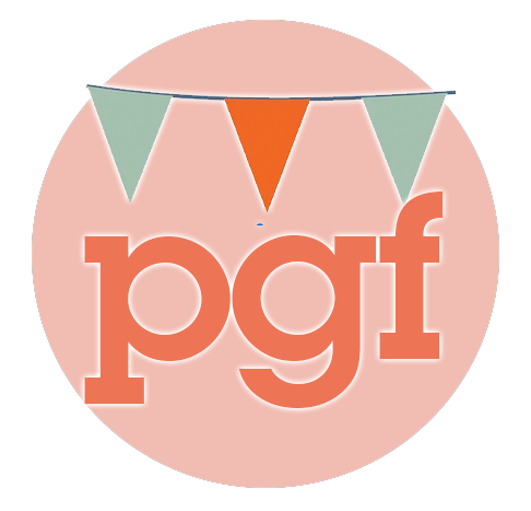 A pink circle with the word pgf on it