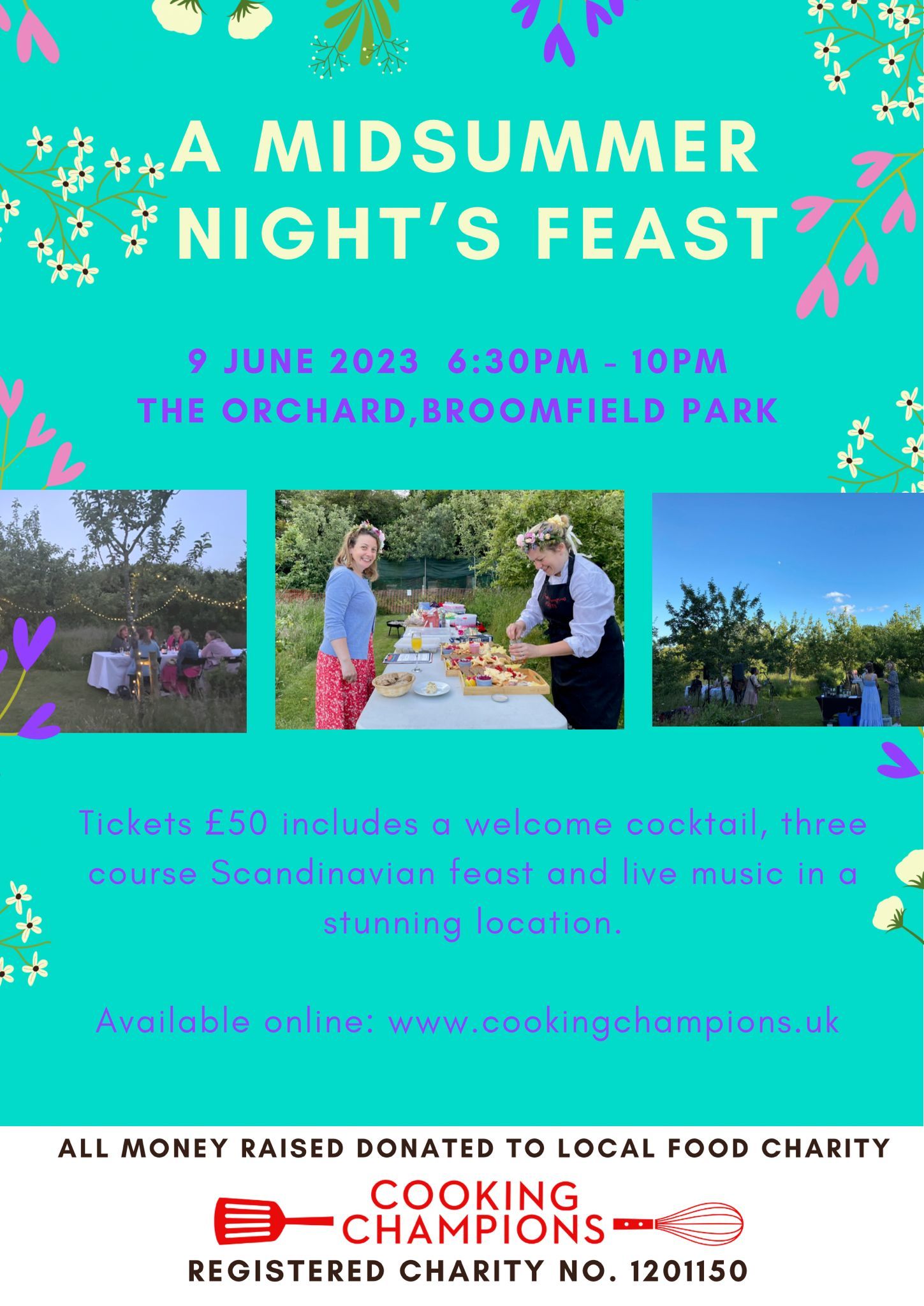 A poster for a midsummer night 's feast at the orchard broomfield park