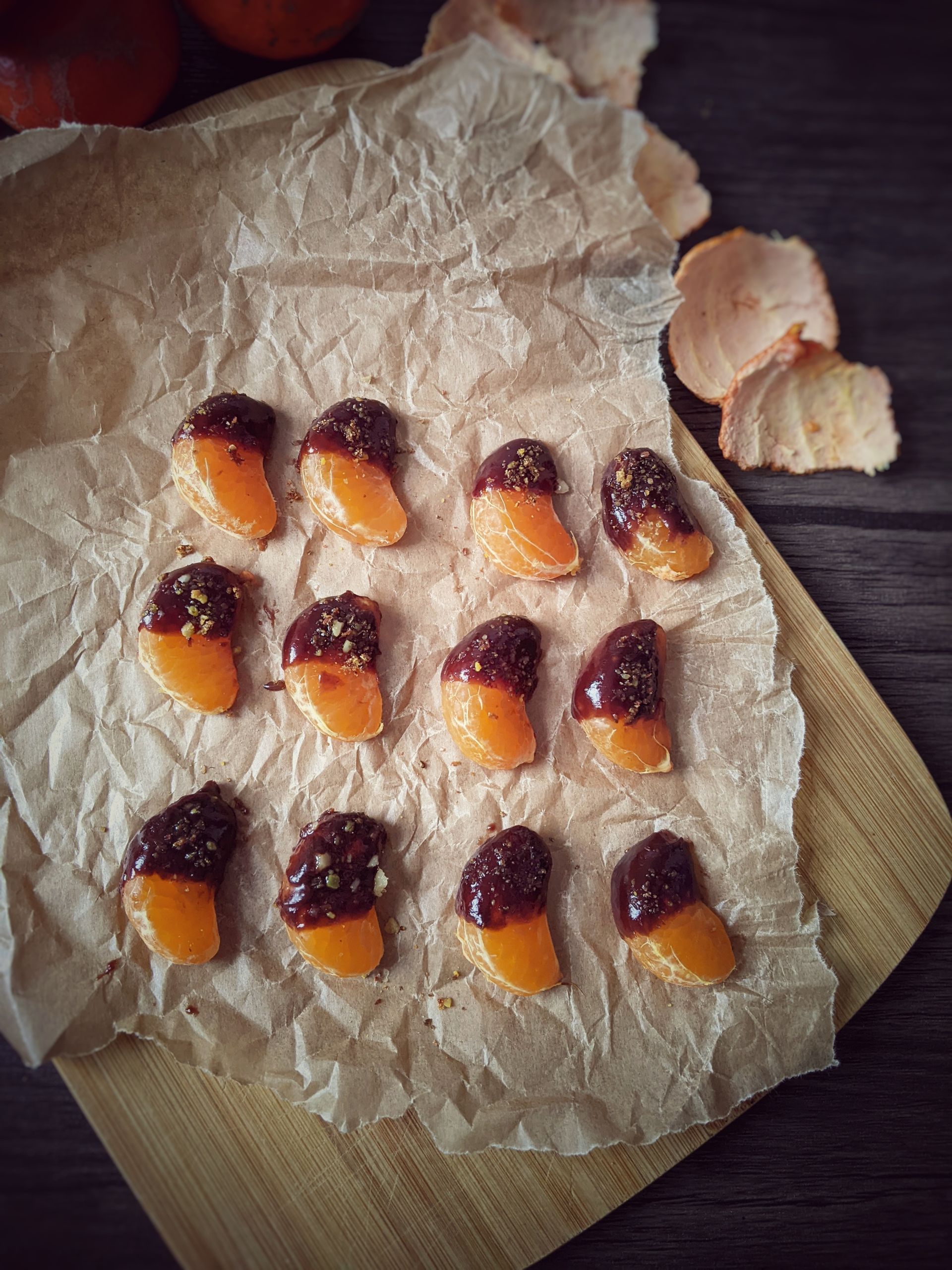 Chocolate Dipped Clementines with Nuts