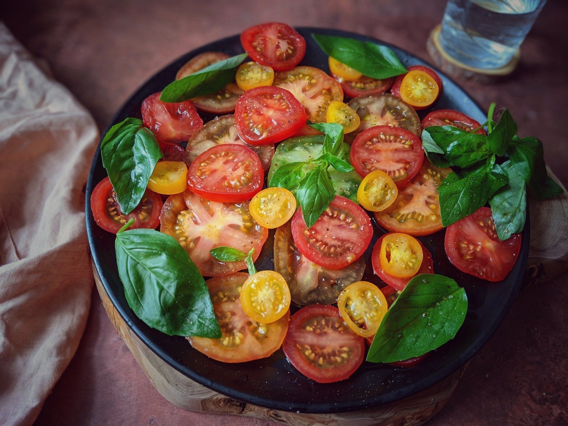 Rainbow Tomato and Basil Salad