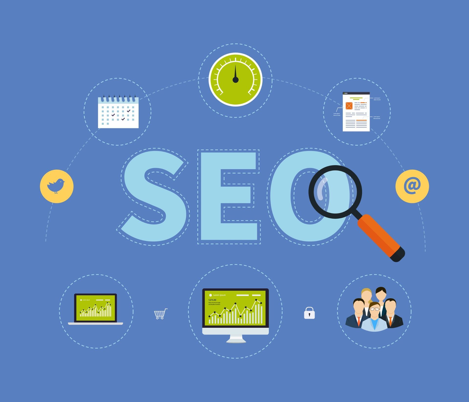 SEO Graphic showing diffrent SEO elements