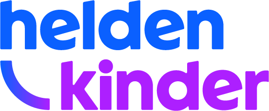 Ein blau-violettes Logo für Helden Kinder