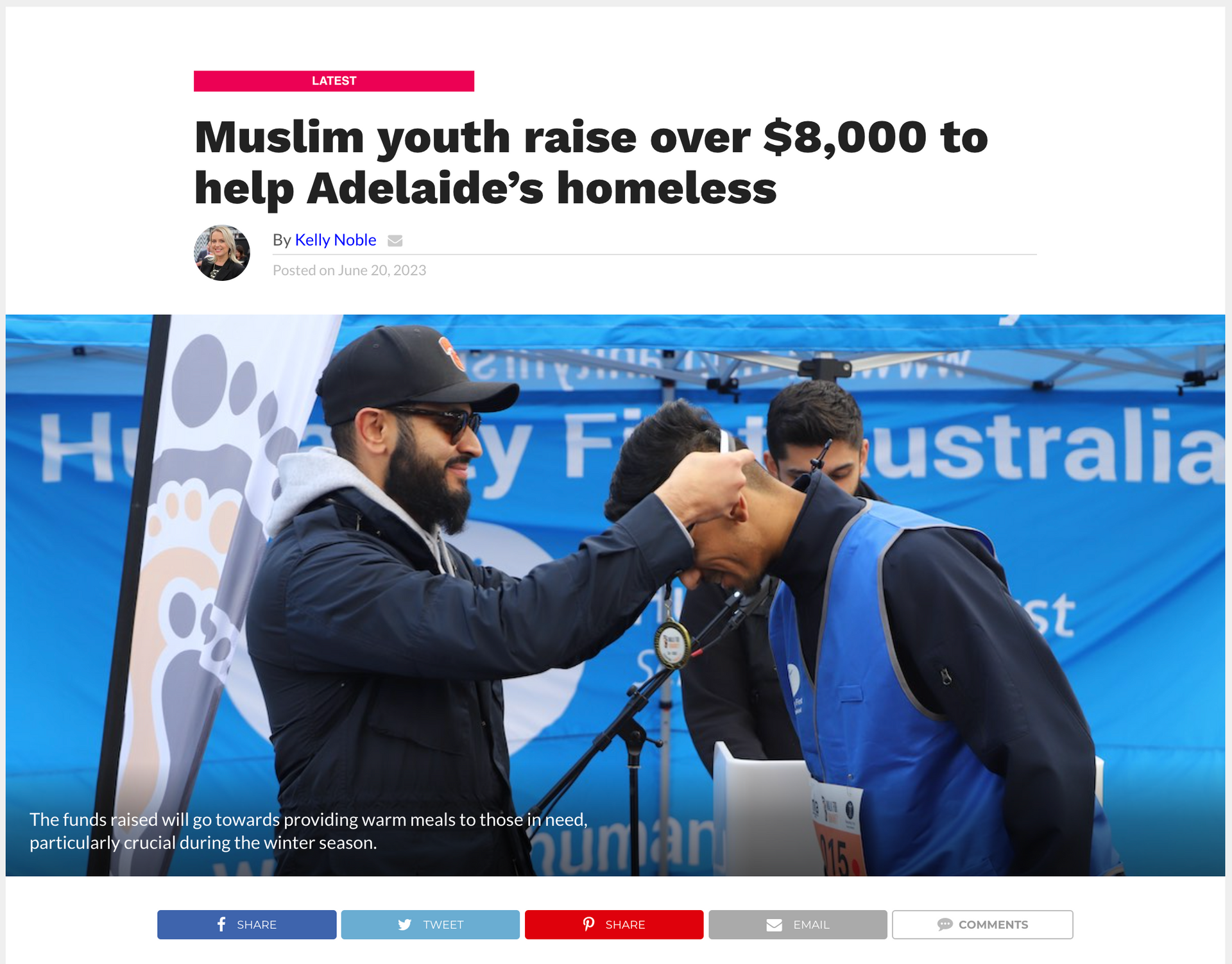 Muslims Raise funds for Adelaide Homeless