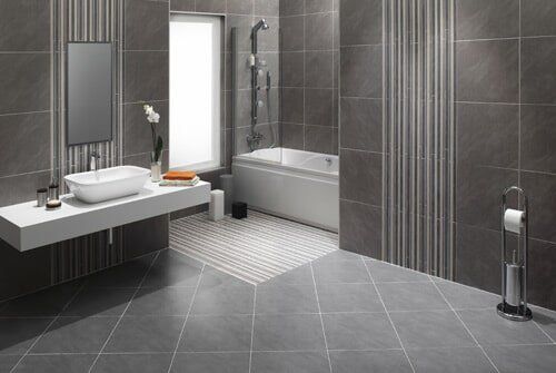 Bathroom with Gray Tiles — Flooring in Verona, PA