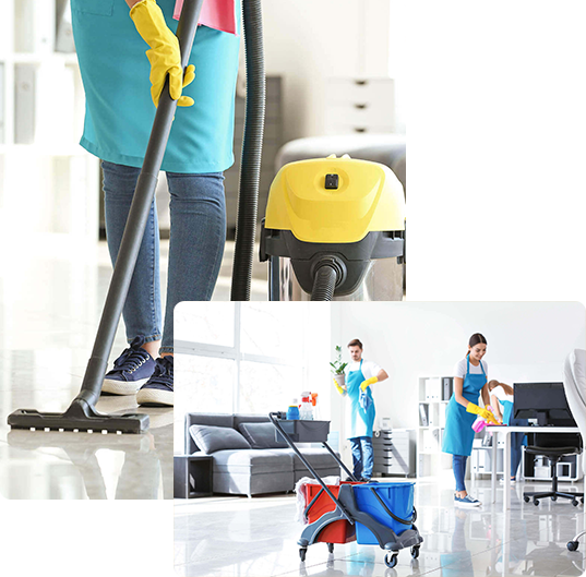 People Cleaning An Office Room