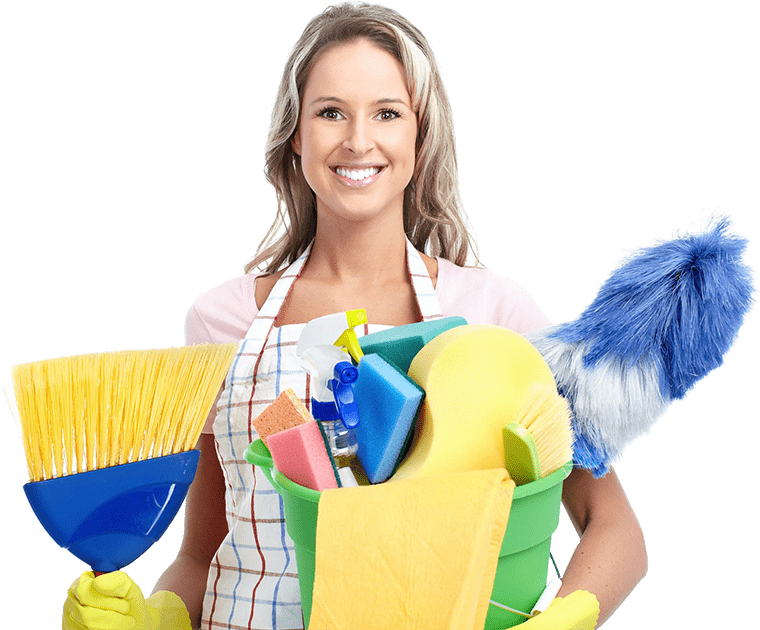 Woman With Cleaning Materials