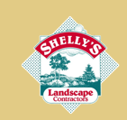 Logo for Shelly’s Landscape Contractors featuring a stylized forest scene on a diamond background.