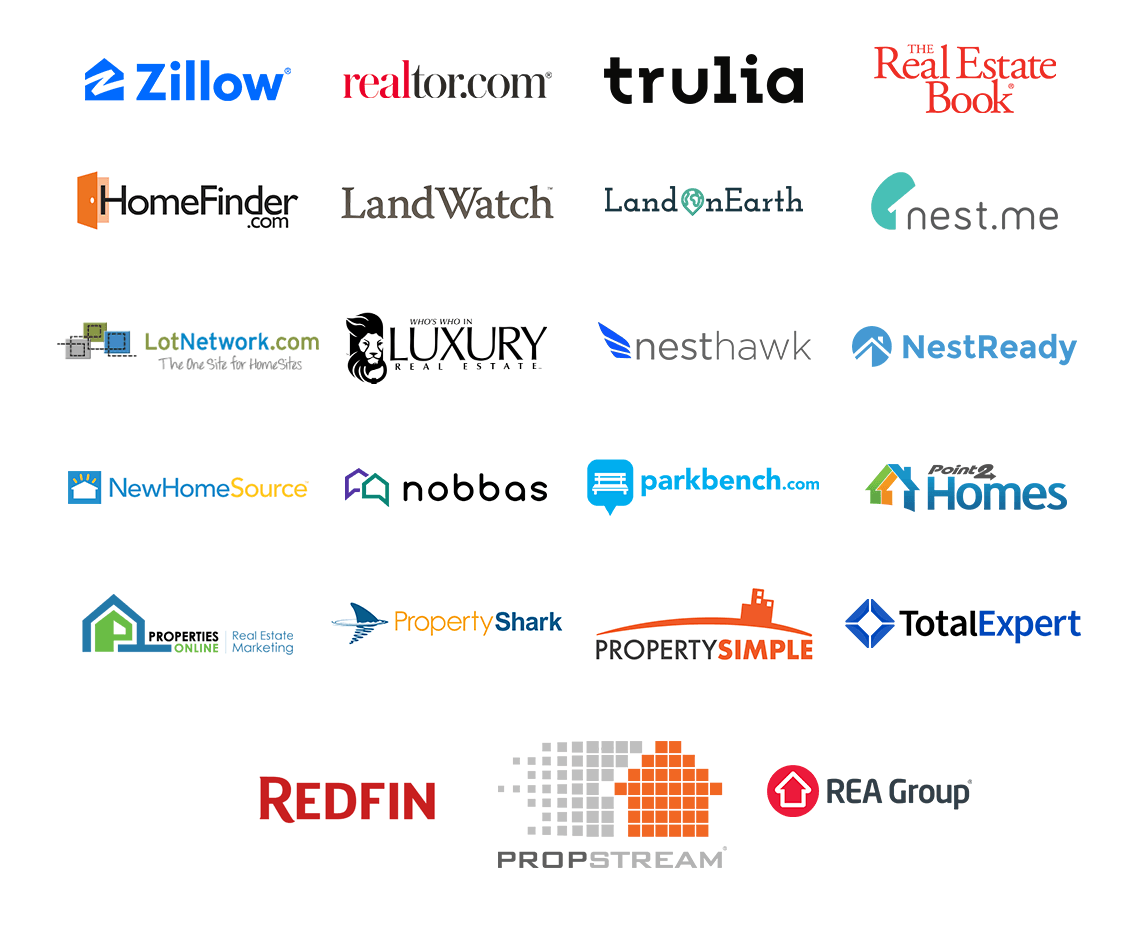 a bunch of real estate companies logos on a white background
