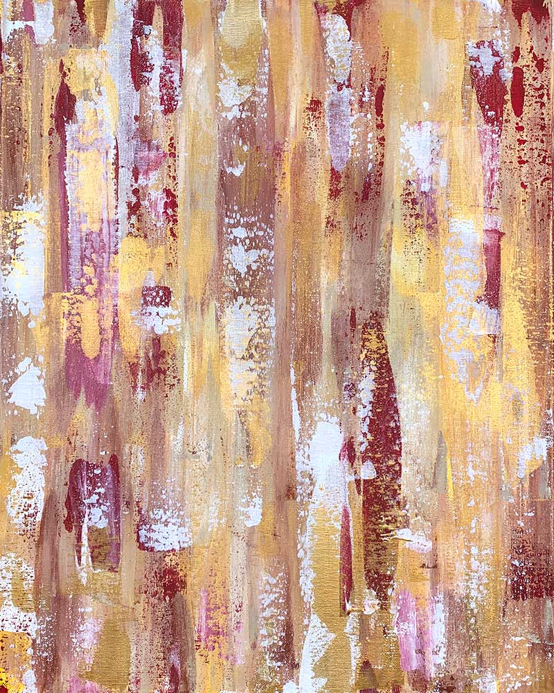 A close up of a painting with a lot of different colors and brush strokes.