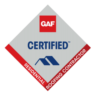 A logo for a certified residential roofing contractor