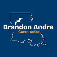 A logo for brandon andre construction with a map of louisiana