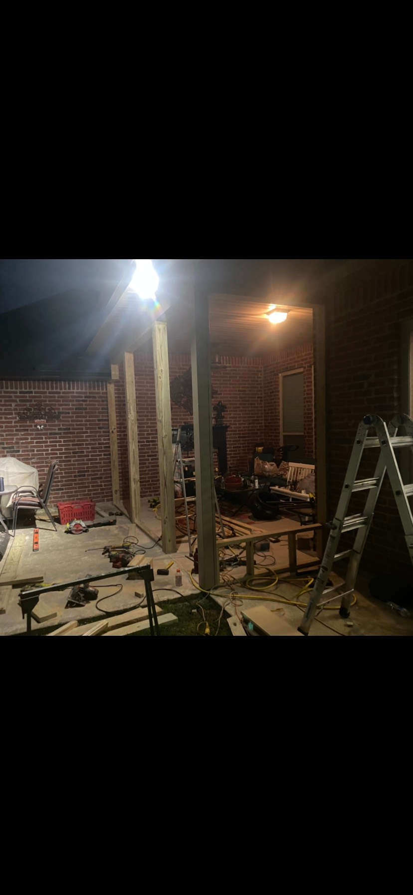 There is a ladder in the middle of the room.