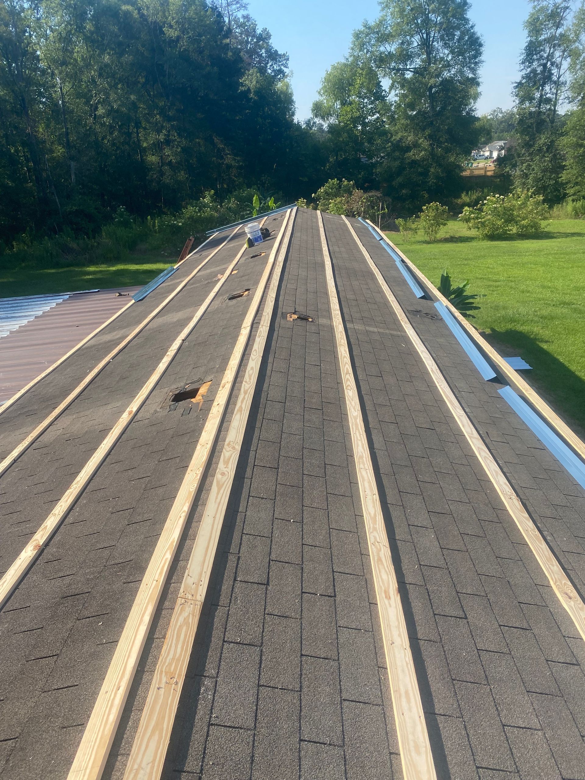 A road with a lot of wooden tracks on it