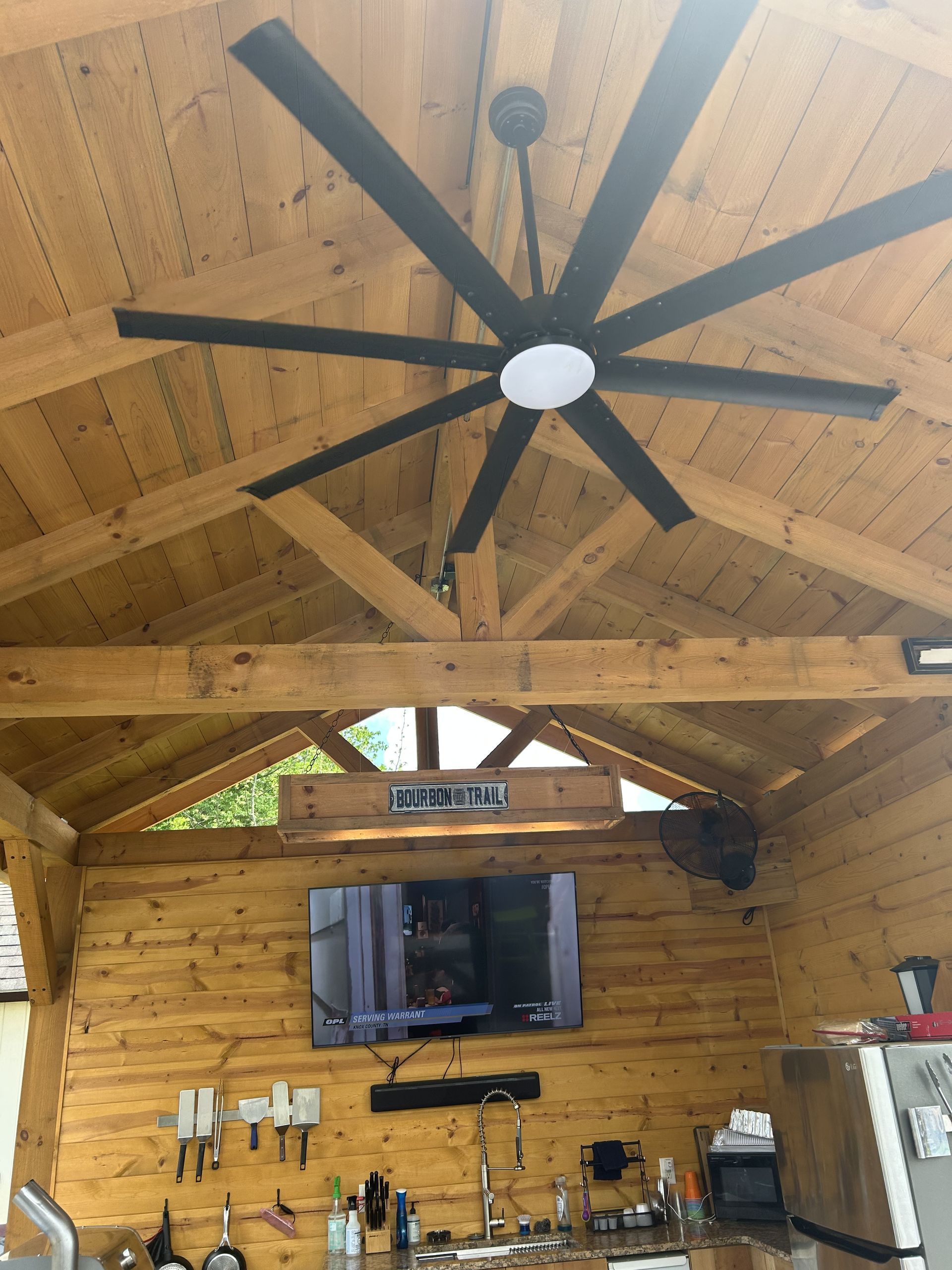 Ceiling Fan In Wooden Building