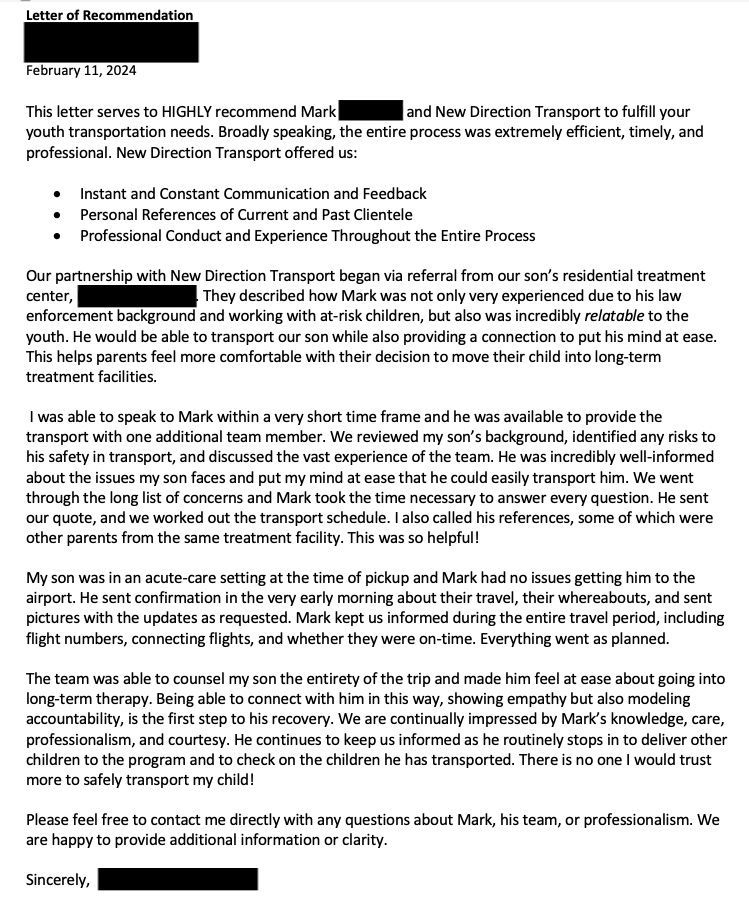 letters of recommendation global youth services