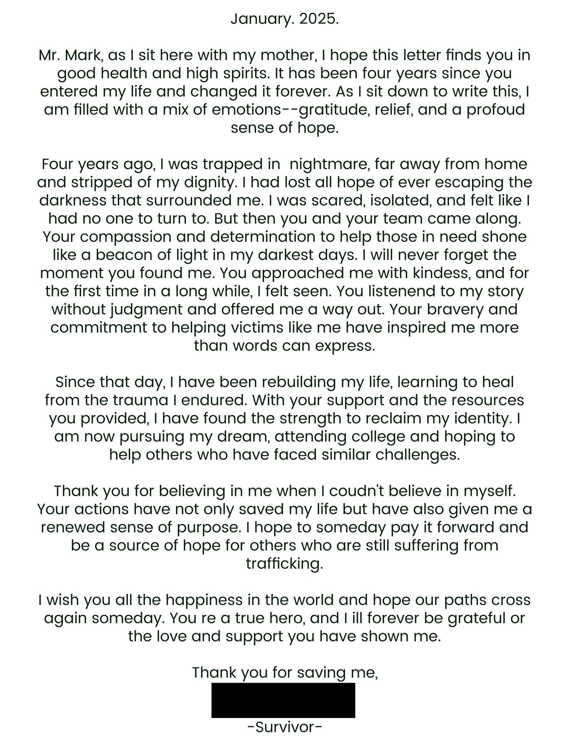 human trafficking survivor story first hand experience saved by global youth services rescue