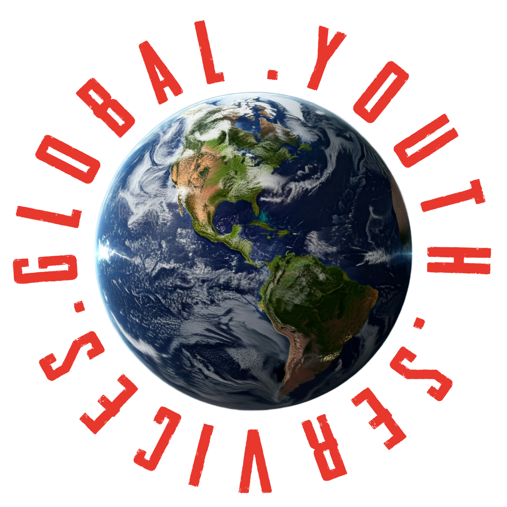 A logo for global youth services with a picture of the earth and red writing best high risk youth transport