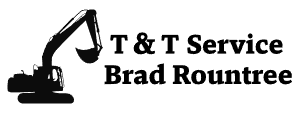 A black and white logo for t & t service brad roundtree