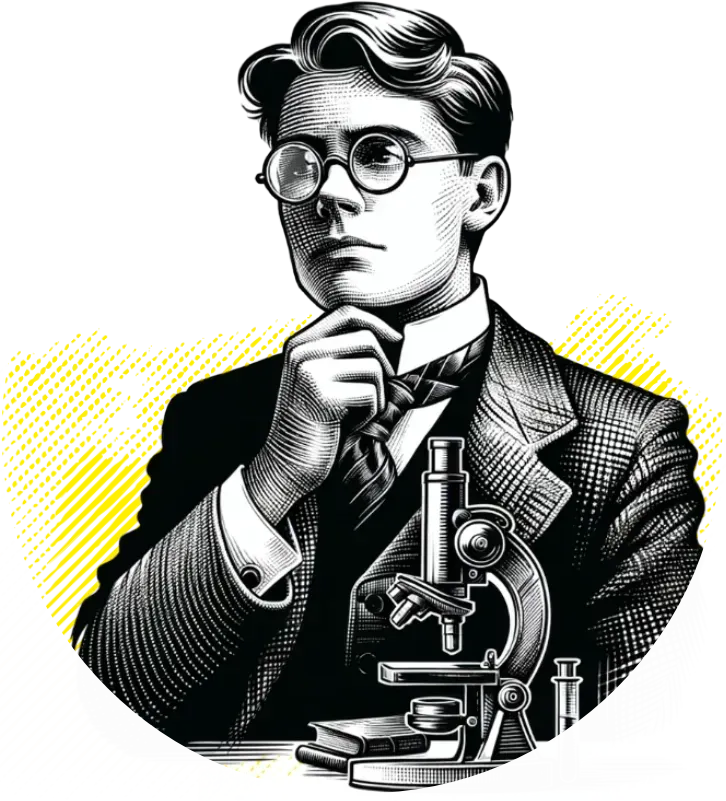 A man in a suit and tie is looking through a microscope.